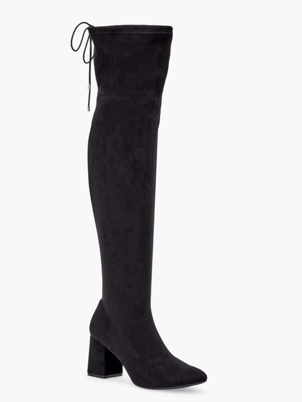 JustFab Black Over-the-Knee Suede Block Heel Boots
